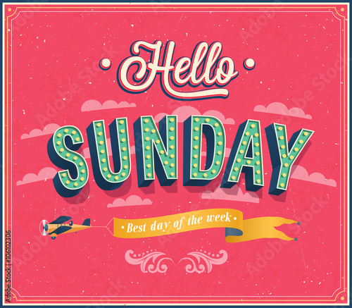 Hello Sunday typographic design.