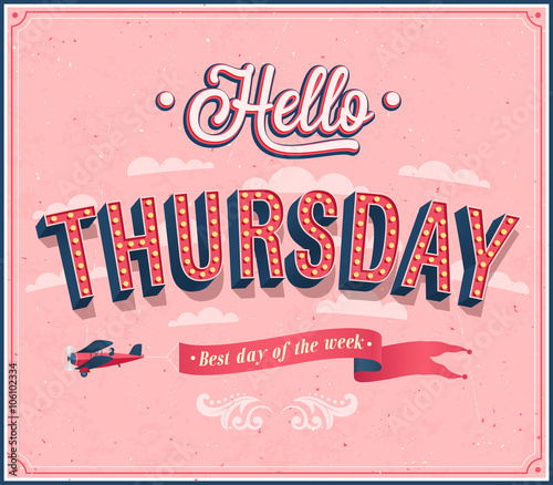 Hello Thursday typographic design.