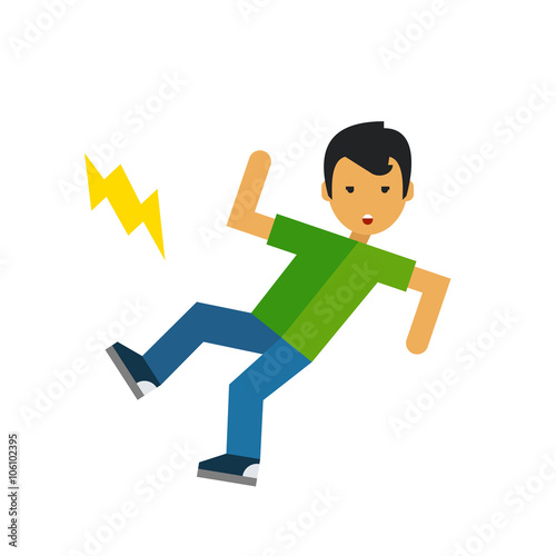 Boy Slipping Vector Icon