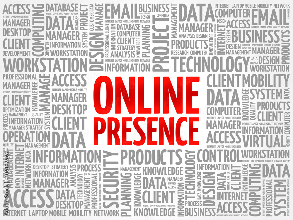 Online Presence word cloud concept Online Presence word cloud concept