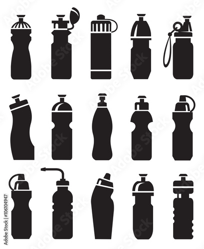 set of different water bottles for sport