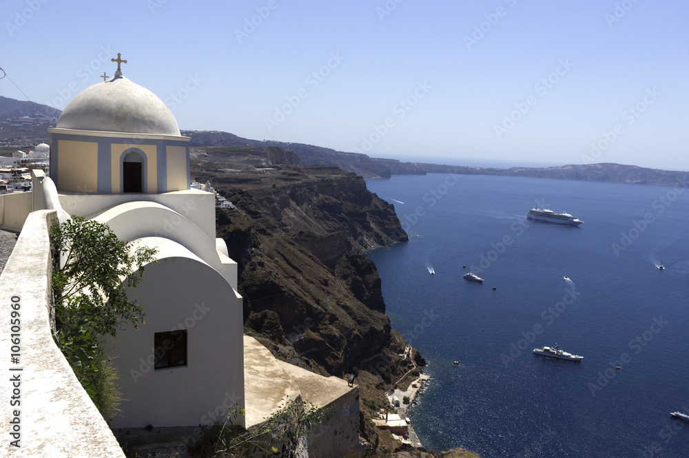 beautiful view from the top of Santorini island
