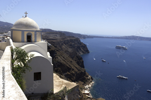 beautiful view from the top of Santorini island