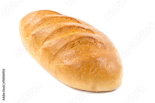 Loaf of bread on white background.