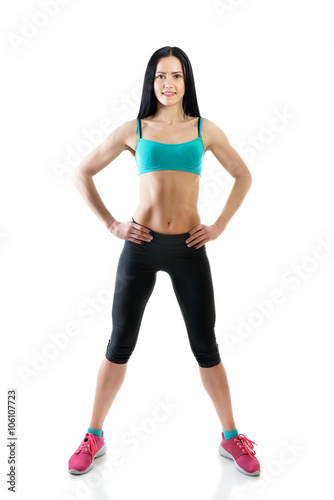 fitness girl, over white