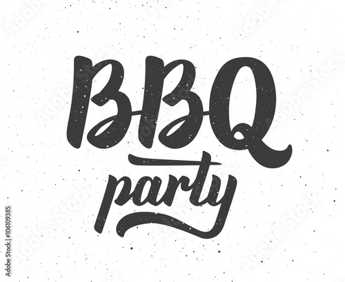 BBQ party logo. Barbeque text lettering label