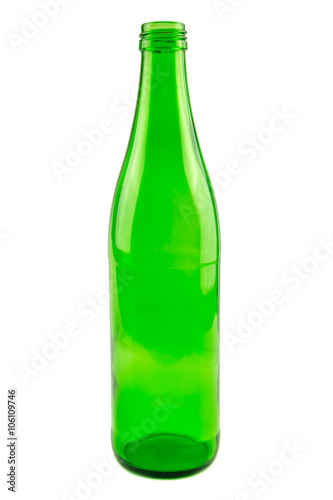 Recyclable green glass bottle. Recyclable waste series.