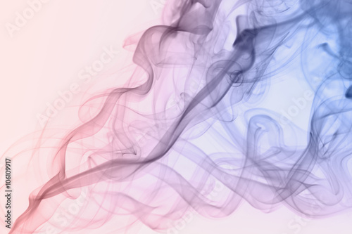 Photography pastel rose quartz color smoke on white