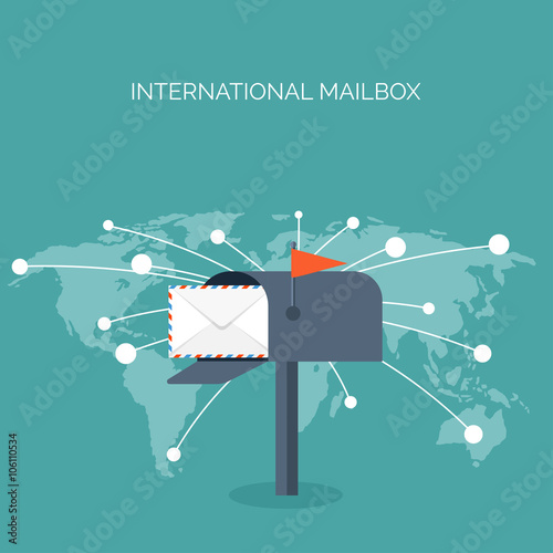 Vector illustration. Flat background with envelope. Emailing concept background. Spam , sms writing.Lettering. New message.
