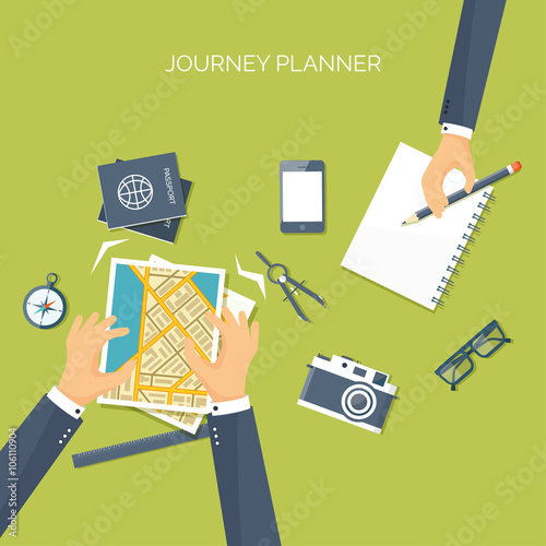 Vector illustration. Flat background. Navigation, travelling. Map pointer, location finding. Web application.