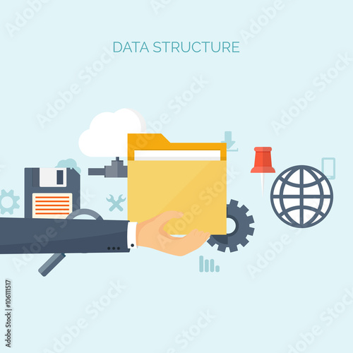 Vector illustration. Flat background. Computing, cloud technology. Data migration. 