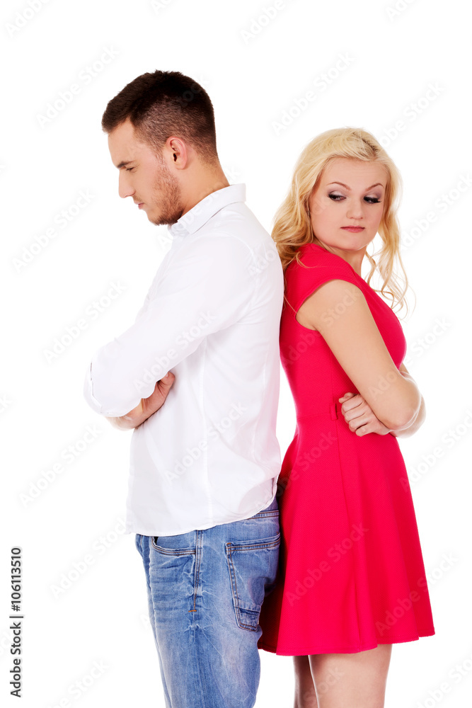 Quarreling couple not talking to each other