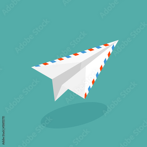 Vector illustration. Flat paper plane. Launch. Project startup.