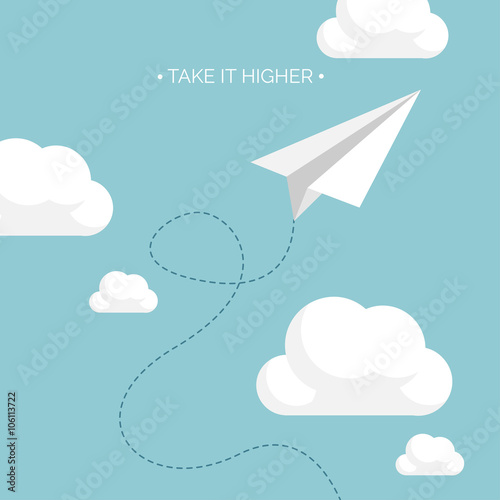 Vector illustration. Flat paper plane. Launch. Project startup.