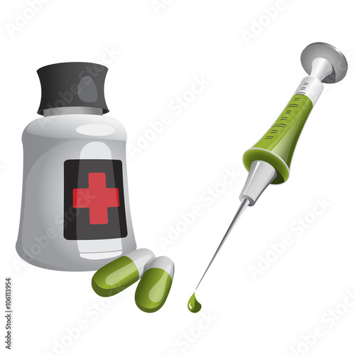 Medical pills with a needle