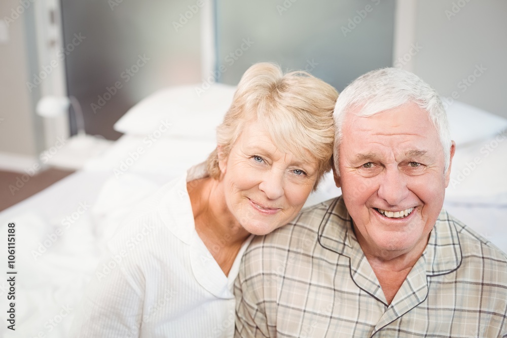 Portrait of happy senior couple in nightwear Portrait of happy senior couple in nightwear