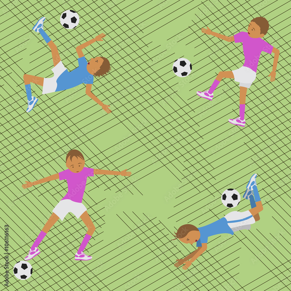 Fototapeta premium Seamless pattern soccer match in a flat design style. Vector illustration. eps10