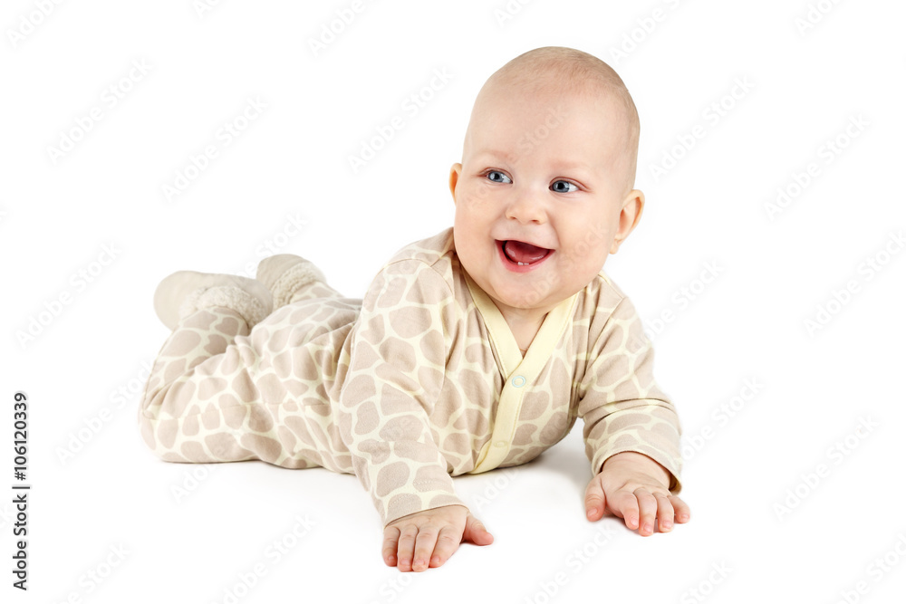 Funny baby boy smiling and showing his first teeth. Funny baby boy smiling and showing his first teeth.