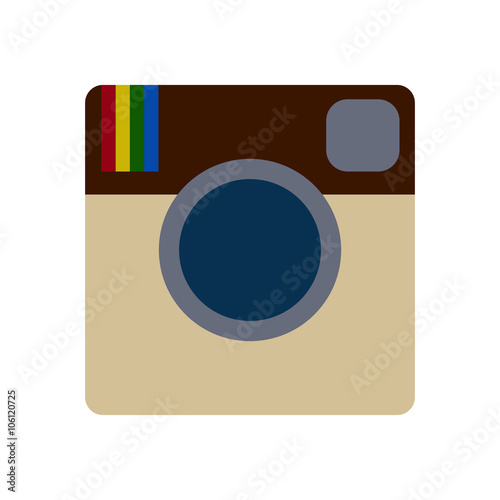 Hipster digital photo camera  icon. Vector Instant camera illustration