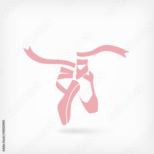 Fényképezés pink ballet pointes. dance studio symbol