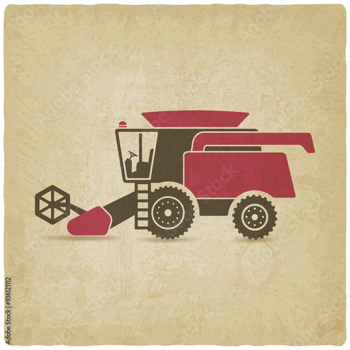 combine harvester farm machinery old background