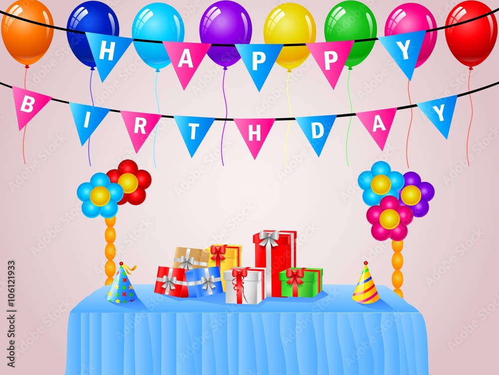 Modern birthday background with balloons Modern birthday background with balloons