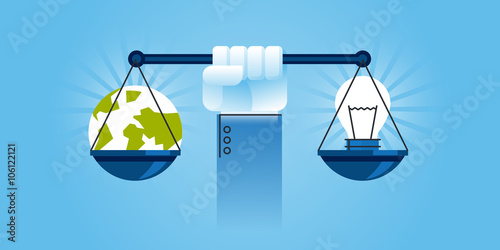 Flat line design website banner of eco-innovations, environmental awareness, sustainable technology, green energy. Modern vector illustration for web design, marketing and print material.
