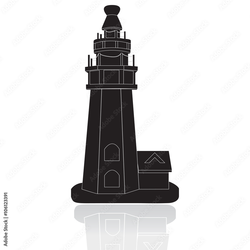 Silhouette of the lighthouse vector