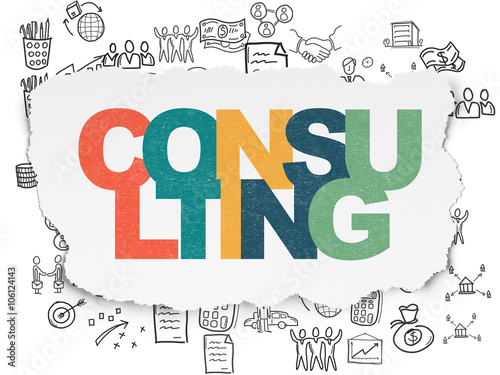 Business concept  Consulting on Torn Paper background
