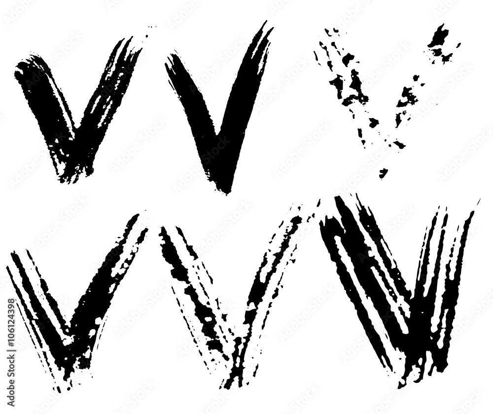 Collection of black painted check marks. Collection of black painted check marks.