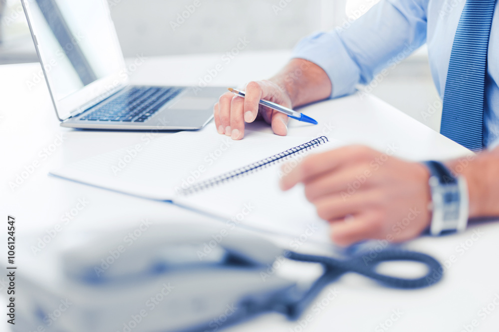 Obraz premium businessman writing in notebook
