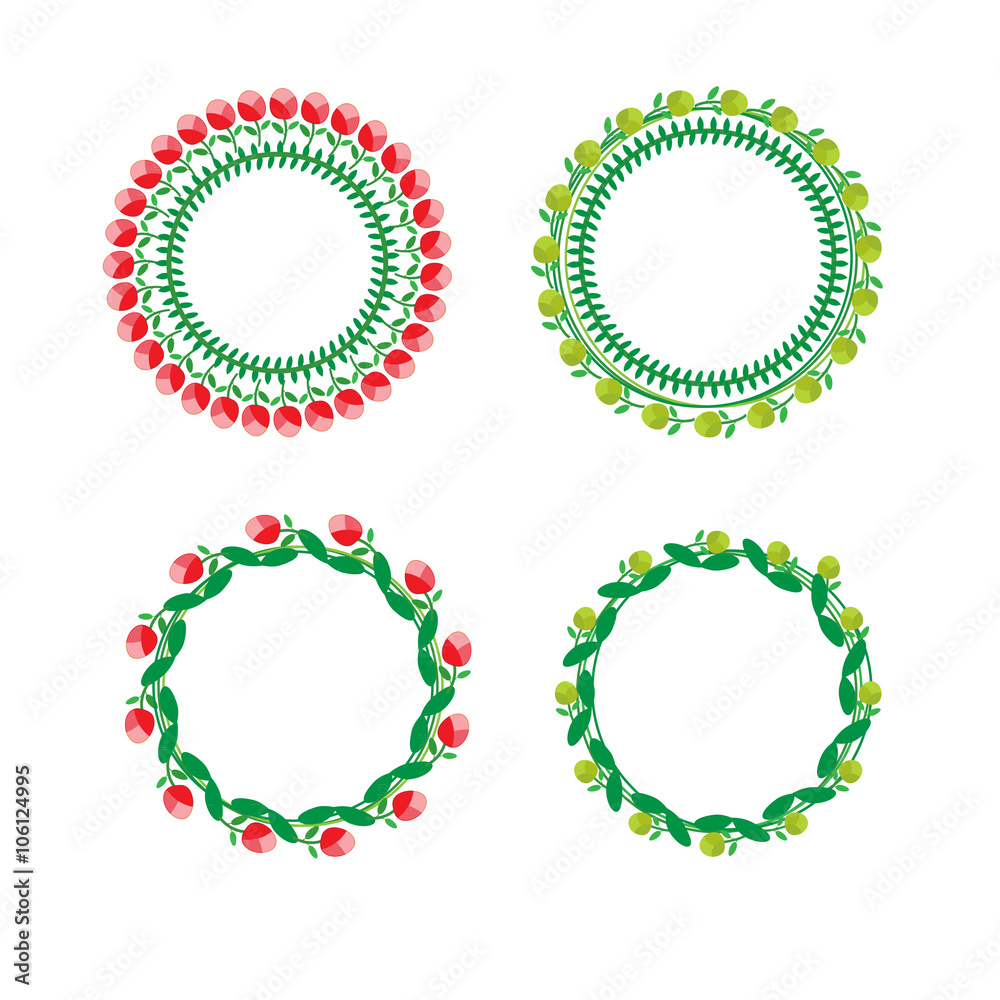 Cute Floral frame with leaves vector