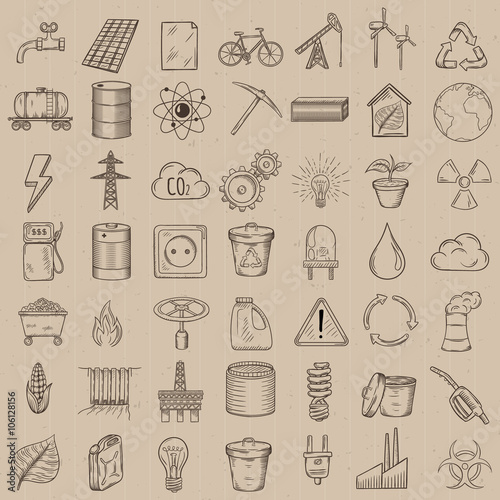 Set of industrial and ecology icons.
