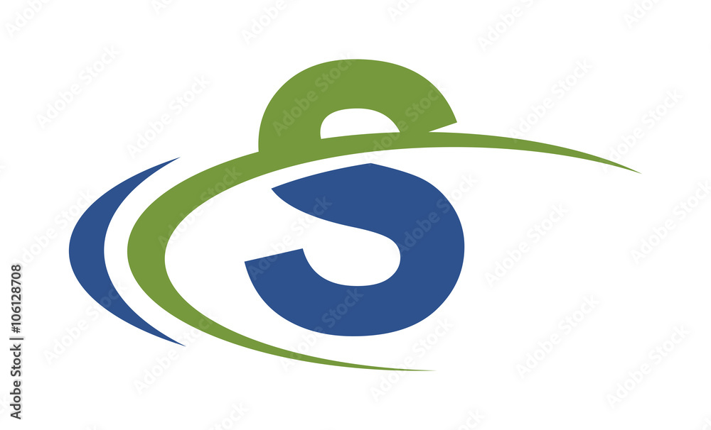 Obraz premium S swoosh blue green letter logo