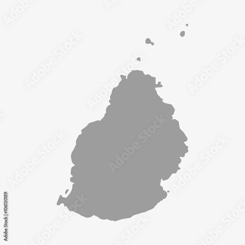 Map of Mauritius in gray on a white background