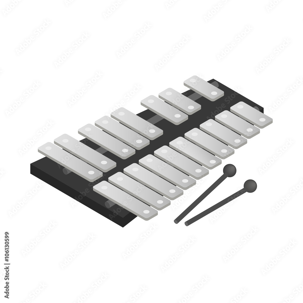 Xylophone icon, isometric 3d style Xylophone icon, isometric 3d style
