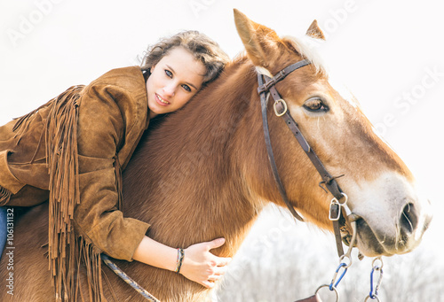 Woman and her horse portrait