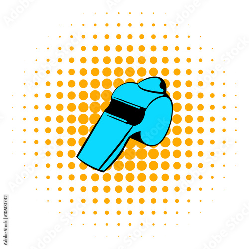 Blue whistle icon, comics style