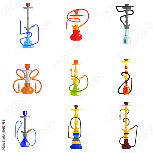 Hookah Vector Icons Illustration.