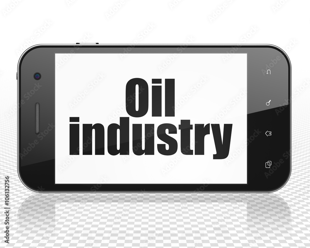 Industry concept: Smartphone with Oil Industry on display Industry concept: Smartphone with Oil Industry on display