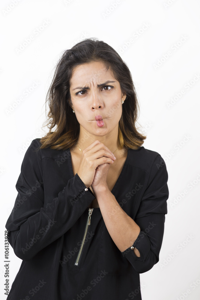 Pretty Woman with weird expression