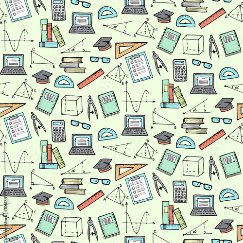 Seamless pattern with math and geometry elements
