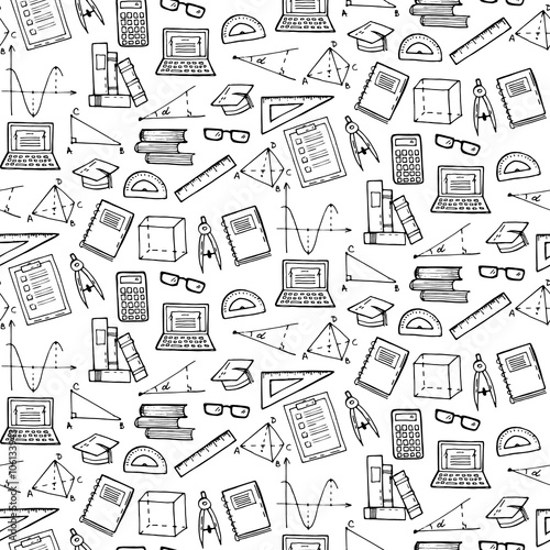 Seamless pattern with math and geometry elements