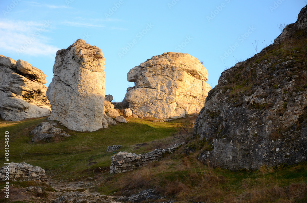 Rocks and castle ruins  (Olsztyn in Poland)