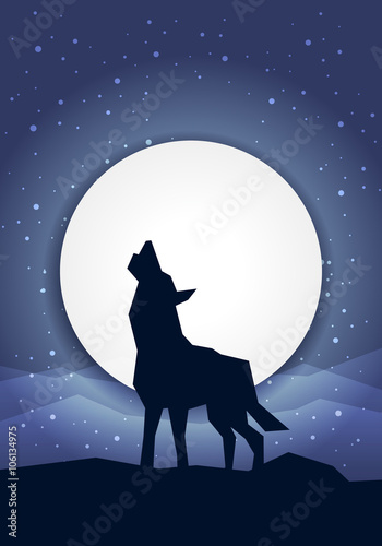 Wolf vor dem Mond Konzept