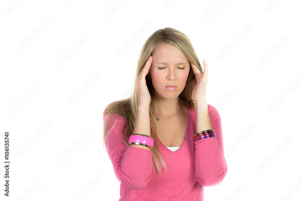 Young beautiful woman has pain Young beautiful woman has pain