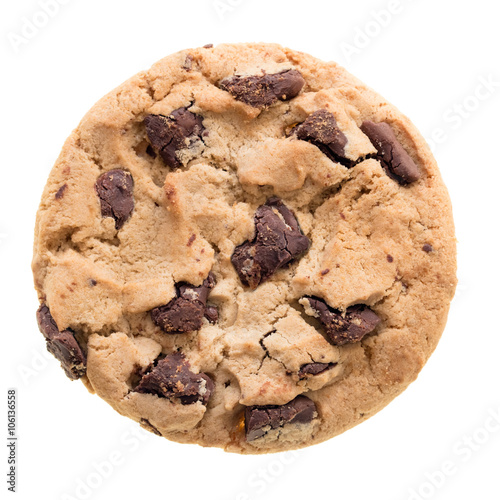 Obraz na plátně Chocolate chip cookie isolated on white