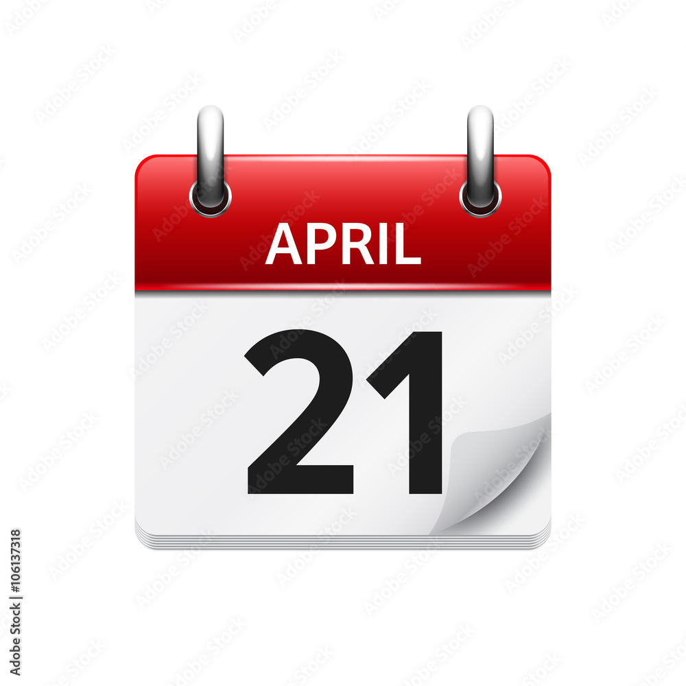 April 21. Vector flat daily calendar icon. Date and time, day, month. Holiday. April 21. Vector flat daily calendar icon. Date and time, day, month. Holiday.