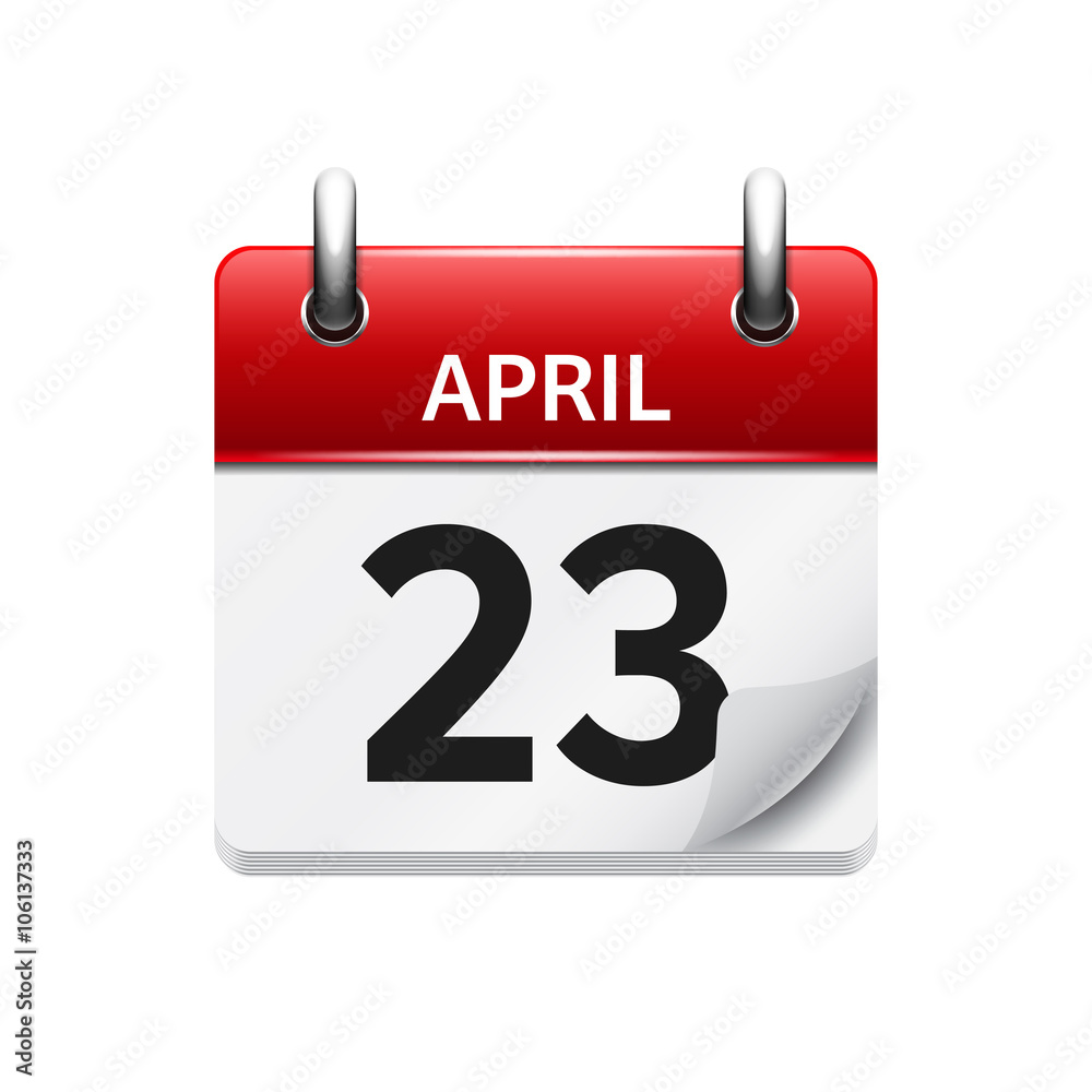April 23. Vector flat daily calendar icon. Date and time, day, month. Holiday. April 23. Vector flat daily calendar icon. Date and time, day, month. Holiday.