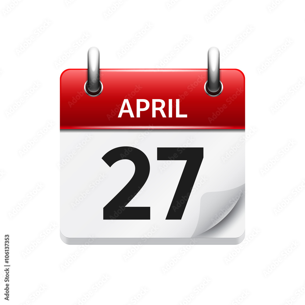 April 27. Vector flat daily calendar icon. Date and time, day, month. Holiday. April 27. Vector flat daily calendar icon. Date and time, day, month. Holiday.